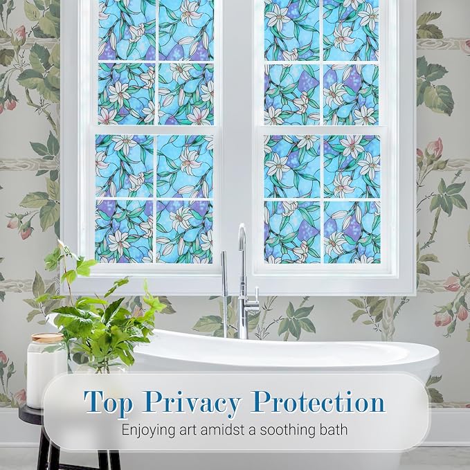 rabbitgoo Stained Glass Window Privacy Film, 35.4" X 78.7" | Anti UV Heat - Image 2