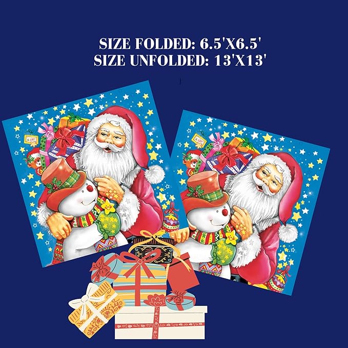 20-ct 13x13 Christmas Paper Decoupage Napkins, 3-Ply Servilletas Tissue Napkin for Dinner and Parties, Disposable Napkins (Santa Snw)