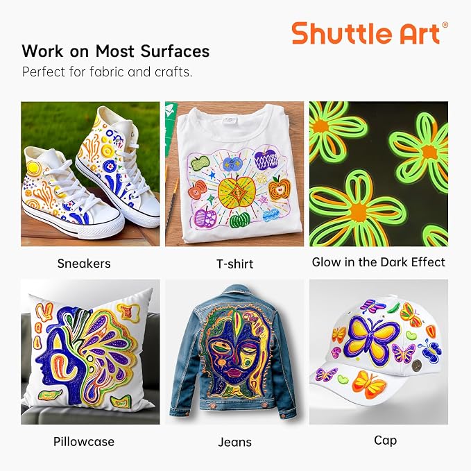 Shuttle Art Fabric Paint Set, 45 Colors 3D Permanent Paint - Image 8
