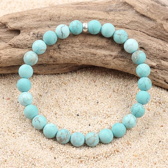 36pcs Natural Matte Green Turquoise Gemstone Beads，10mm Frosted Round Loose - Image 4