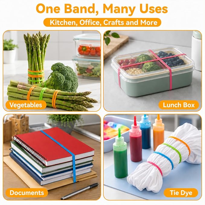 Large Rubber Bands Heavy Duty- 120PCS Colored 7" Elastic Band, Office Supplies - Image 5