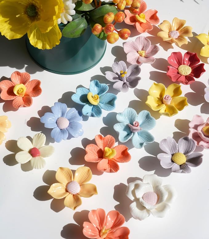 Lanyani 10 Pieces Handcrafted Ceramic Flowers - Image 3