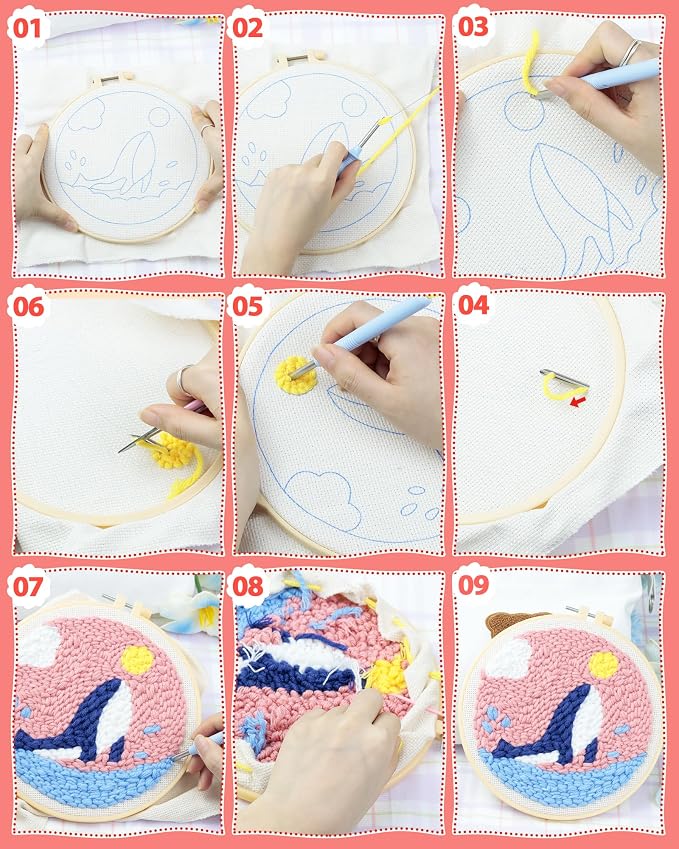 FIVEIZERO DIY Punch Needle Kit for Beginners, Unicorn Punch Embroidery Kit - Image 4
