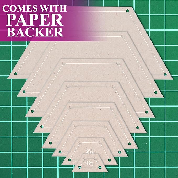Hexagon Quilting Template Set - 8", 7", 6", 5", 4", 3", 2", 1" Sizes with 1/4" Seam Allowance - Durable Acrylic Templates for Quilting, Patchwork, Crafting, & Sewing Projects