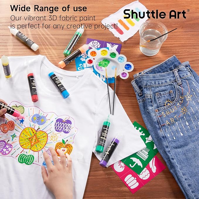66 Colors Fabric Paint, Shuttle Art 3D Fabric Paint - Image 4