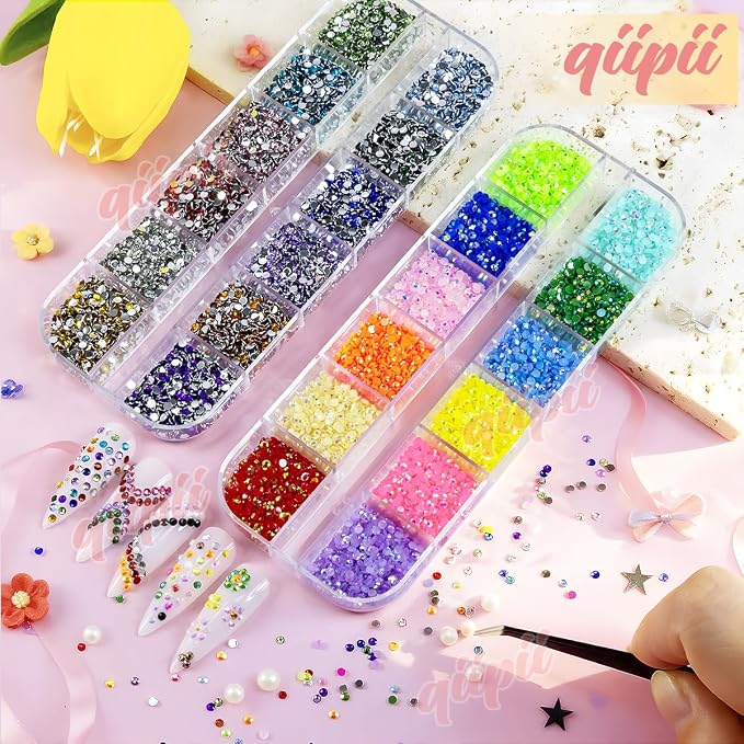 qiipii 24 Color 2mm Small Resin Rhinestones - Image 4