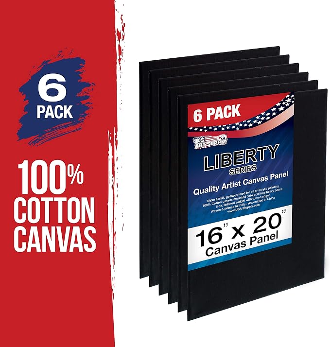 U.S. Art Supply 16 X 20 Inch Black Art Canvas Board Panels 6 Pack - Image 2