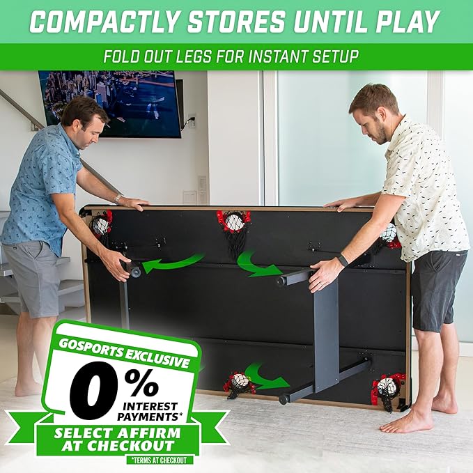 GoSports 6, 7, or 8 ft Billiards Tables - No Assembly, Choose Your Color - Portable Pool Table Includes Full Set of Balls, 2 Cue Sticks, Chalk and Felt Brush