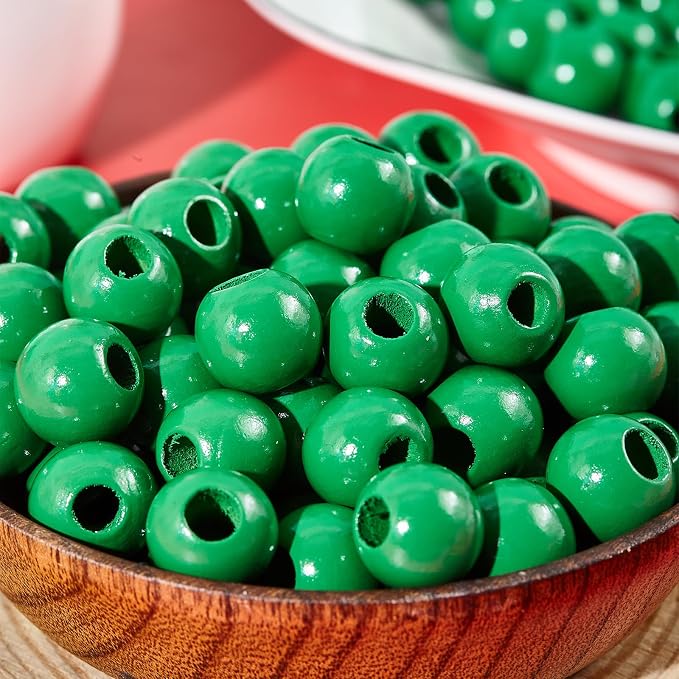 240PCS Green Wooden Beads 16mm - Image 3