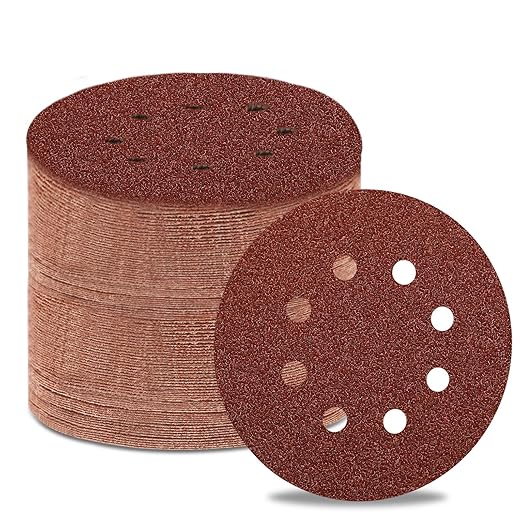 100 Grit 5 Inch Sanding Discs Hook and Loop Sandpaper, 150 PCS 8 Hole Adhesive Coarse Sand Paper for Random Orbital Sander