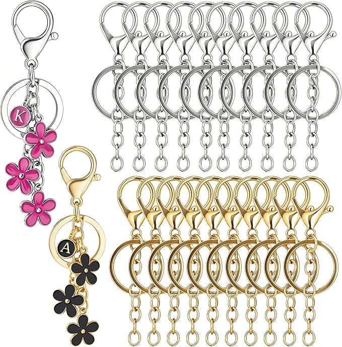 20pcs Keychain Making Kit with Key Rings Lobster Clasp Chain by SUNLA