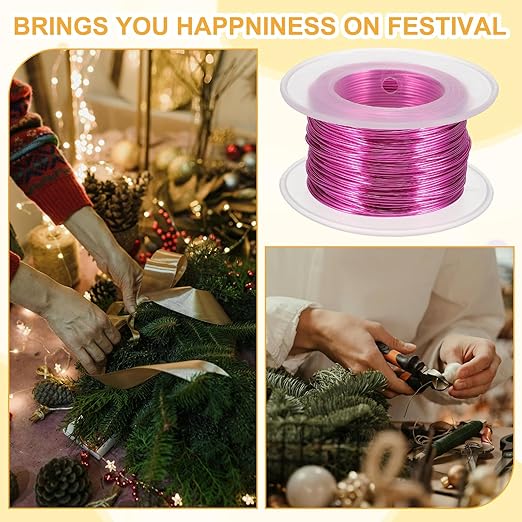 uxcell 20 Gauge / 0.8mm Anodized Aluminum Wire for Jewelry Craft Making, 102 Feet Bendable Flexible Wire for DIY Home Decor Gardening Sculpture, Rose Red
