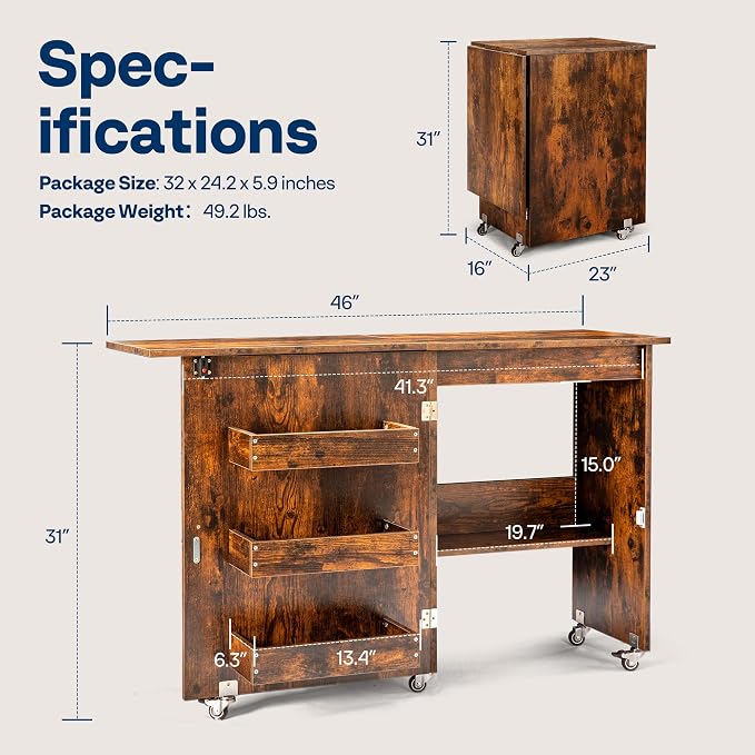 VIVOHOME Folding Sewing Table for Sewing Machine, Sewing Desk - Image 6