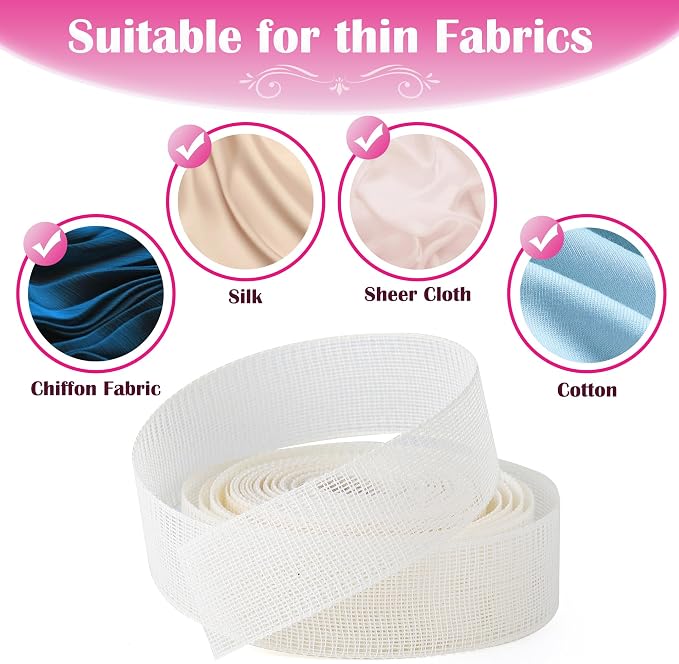 4 Yards Hemming Guide for Sewing, Fishbone Tape for Narrow Hem and Curved Hem - Image 7