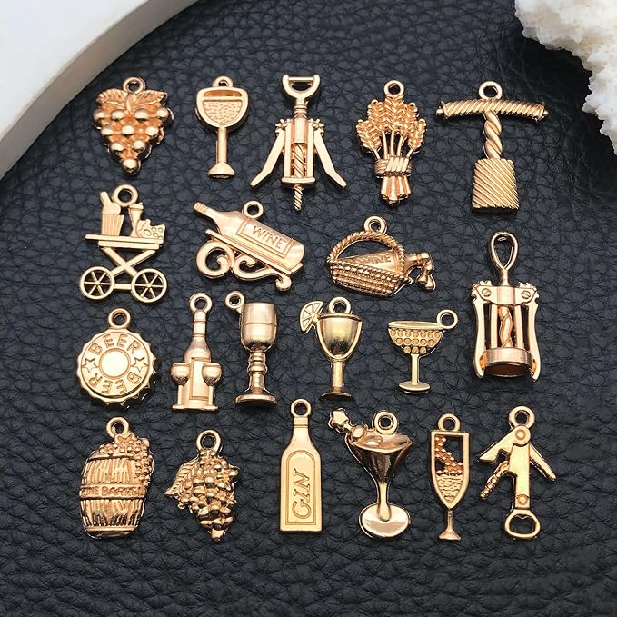 WOCRAFT 60pcs KC Gold Wine Charms Bracelet Charms - Image 5