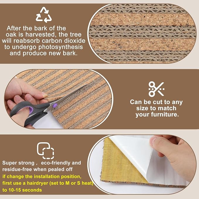 Cat Scratcher Mat-Cork Cat Scratch Pad Rug-cat Couch Protector-Wall Scratchers - Image 2