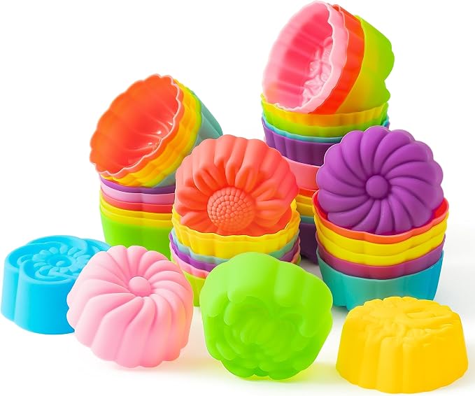 R HORSE 42Pcs Silicone Molds Cupcake 2 Inch Mini Size Reusable Muffins Liners by RHORSE
