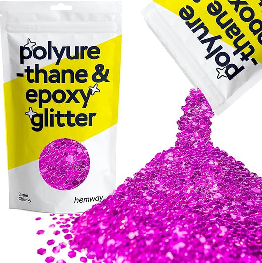 Hemway Glitter for Resin 100g Fuchsia Pink Metallic Crystals for Epoxy Craft Super Chunky Flakes Tumblers Wax Melt