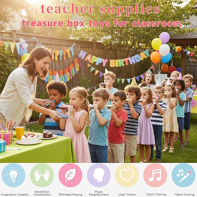 24 Pcs Kids Harmonicas Bulk - Birthday Party Favors Return Gifts for Kids 4-8 8-12 Year Old Boys Girls | Goodie Bags Stuffers for Toddlers, Music Toys & Gift Bag Fillers