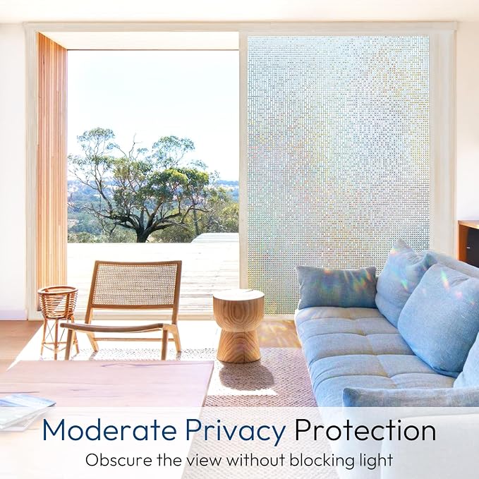 rabbitgoo Window Privacy Film, Mosaic Stained Glass Film, 35.4" x 78.5" | - Image 3