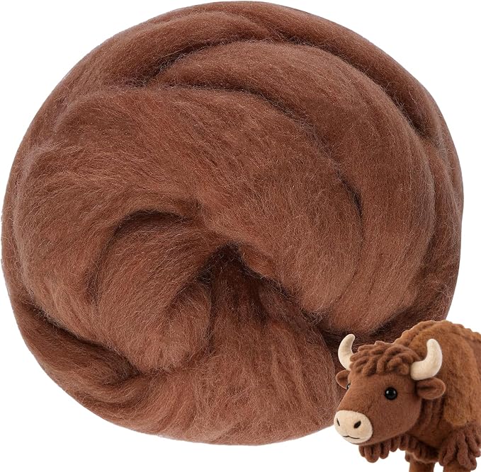 Brown Beige Wool for Needle Felting, 3.5oz Felting Wool, Soft Wool Batting for by MakeEveryProductCarefully