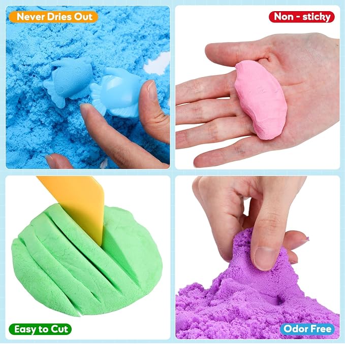 FURWEY 26.6lbs Play Sand, Mixed Packaging of 6-Color Sensory Sand, Suitable - Image 4
