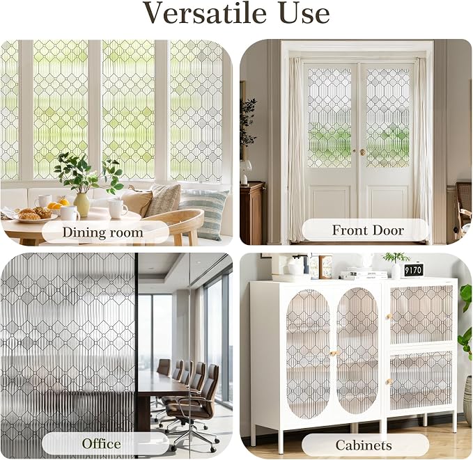 SUNBABY Reeded Glass Window Privacy Film, Decorative Frosted Glass Window Film - Image 7