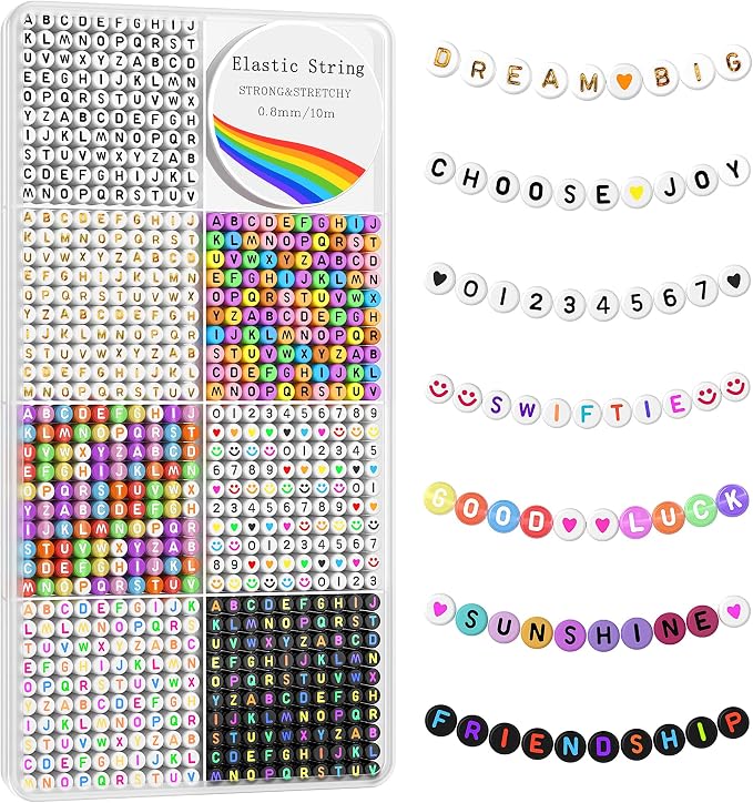 Redtwo 1600 Pcs Letter Beads Kit, 6 Styles of Colorful Alphabet Beads by Redtwo