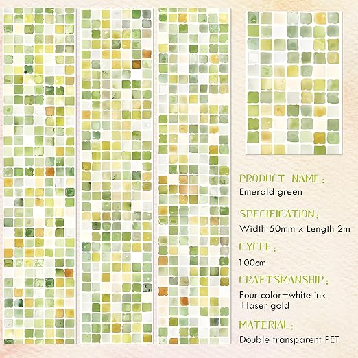 Green PET Tape for Journal Scrapbooking - Greenery Spring PET Tapes Stickers for Crafts Journaling Scrapbook DIY Art Craft Gift Wrapping Supplies