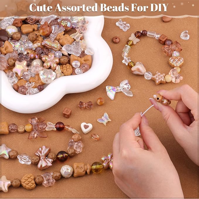200-260PCS TINKRSTUFF Assorted Brown Acrylic Beads - Image 4