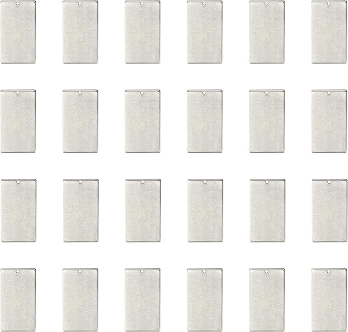 ImpressArt - Premium Metal Stamping Rectangle Blanks for Metal Stamping and Jewelry Making (24 Pack) (11/16" x 1 1/4" Rectangle w/Hole, Alkeme)