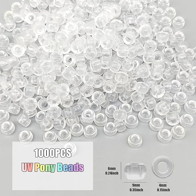 1000Pcs UV Pony Beads Bracelet, 9mm Solar Magic Beads, Color Changing - Image 3