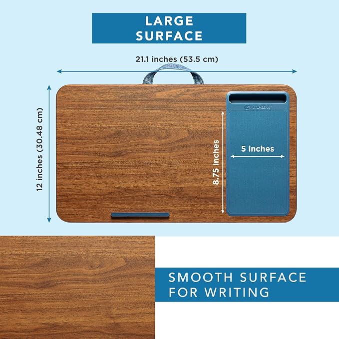 LAPGEAR Home Office Lap Desk – Espresso Blue, Fits 15.6” Laptops - Image 5
