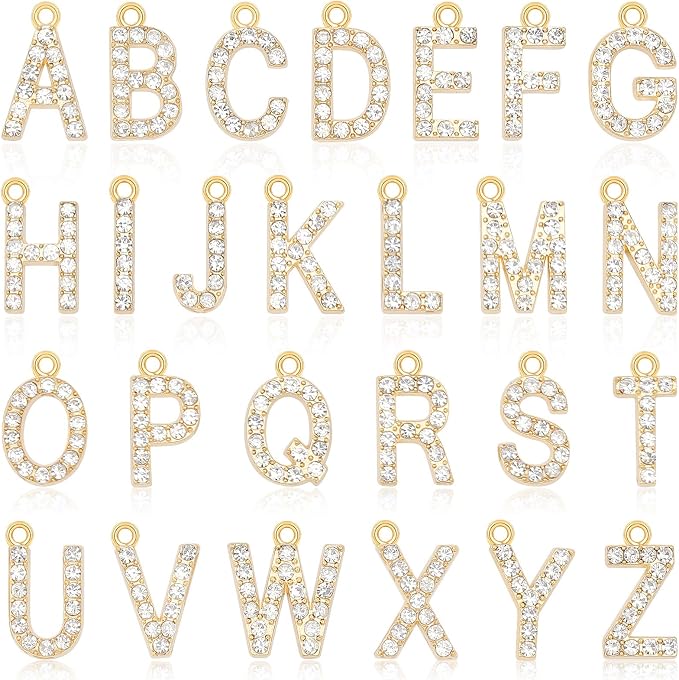 SANNIX 26Pcs Letter Charms, Full Rhinestone Letter Charms by SANNIX