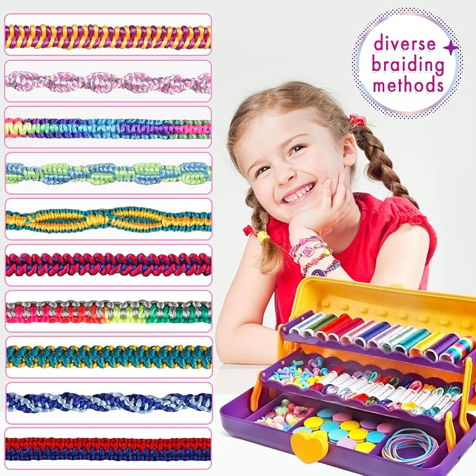 TingingYuli Friendship Bracelet Making Kit, 3-Layer Storage Box, Gift 6-12 | - Image 3