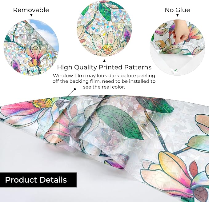ADD.HERES Window Privacy Film, Stained Glass Decorative Static Cling, Removable - Image 4