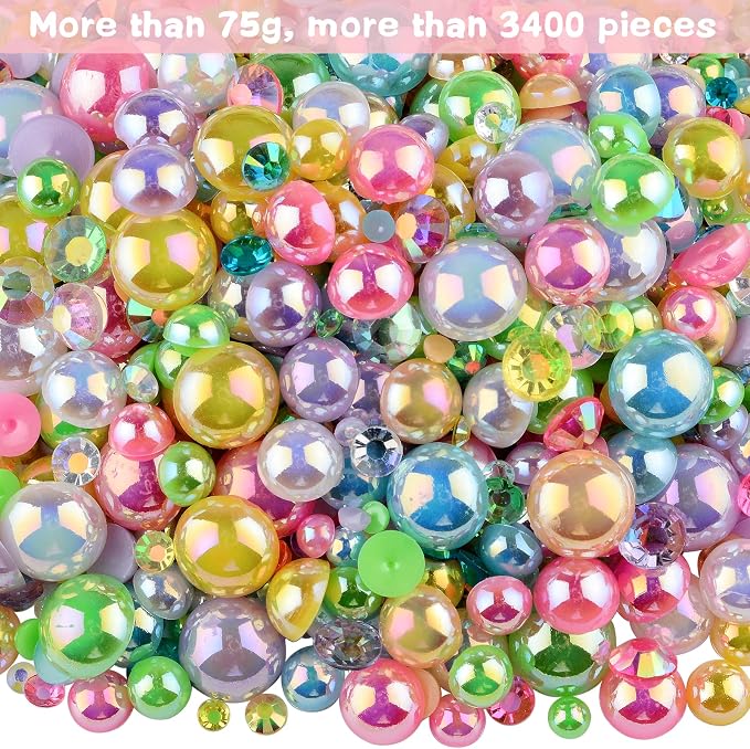 3900+ Pcs Rhinestones and Pearls Kit, 2-10mm Flatback Gems - Image 2