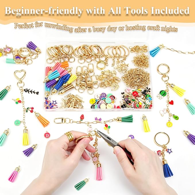 LOIKMIUP 440Pcs Keychain Making Kit, DIY Craft Supplies - Image 5
