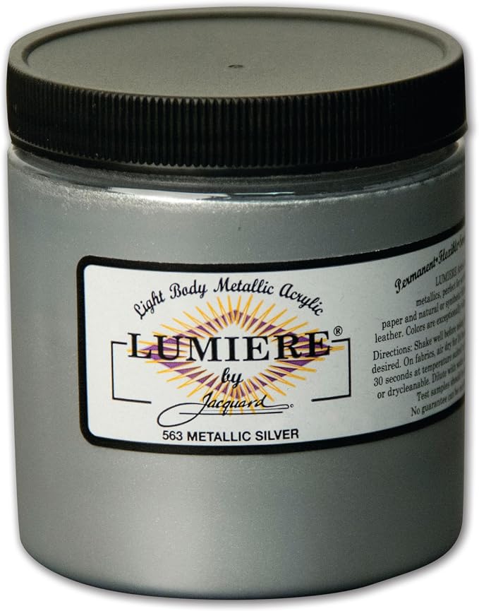 Jacquard Lumiere 8oz Fabric Paint Metallic Silver by Jacquard