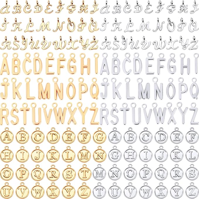 SANNIX 156Pcs/6 Sets Alphabet ABC Letter Charms 3 Styles Capital A-Z Charms DIY by SANNIX