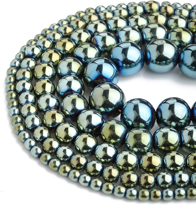 Zenkeeper 108Pcs Green Hematite Stones Beads Spacer Loose Beads Bulk - Image 3