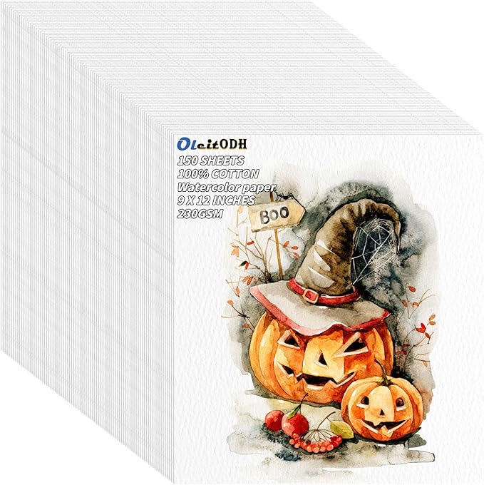 150 Sheets Cotton Watercolor Paper Pad-230GSM Art Paper-9 x 12 inch Painting & Craft Paper, Finger Paints, Watercolor, Tempera, Drawing, Art Room & Home School Crafts