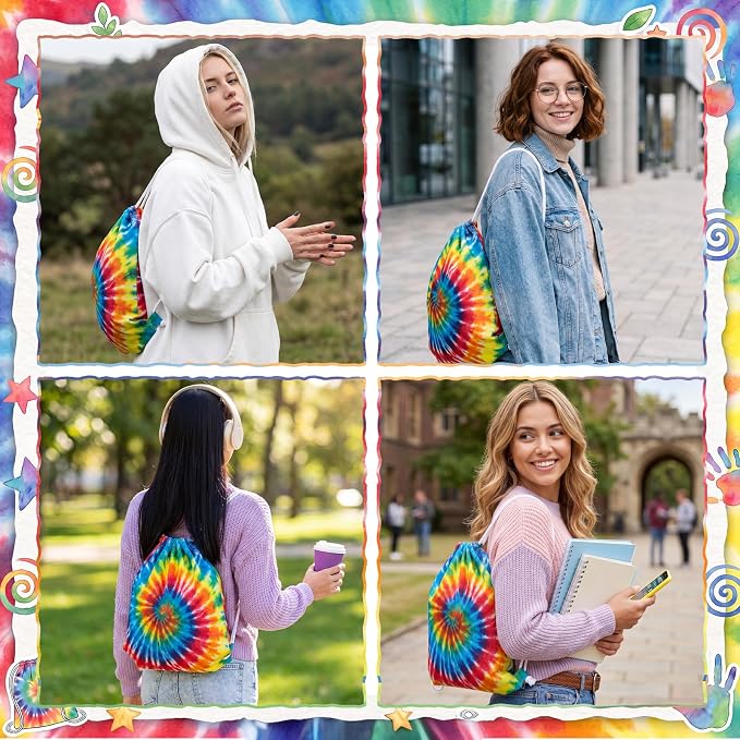 Acellegic 30 Pcs White Tie-dye Cotton Drawstring Bags - Image 4