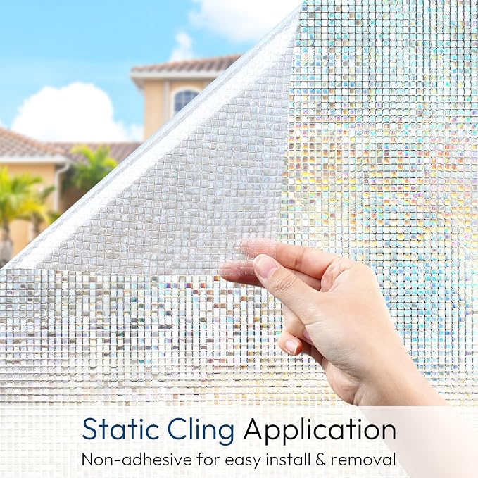 rabbitgoo Window Privacy Film, Mosaic Stained Glass Film, 35.4" x 78.5" | - Image 6