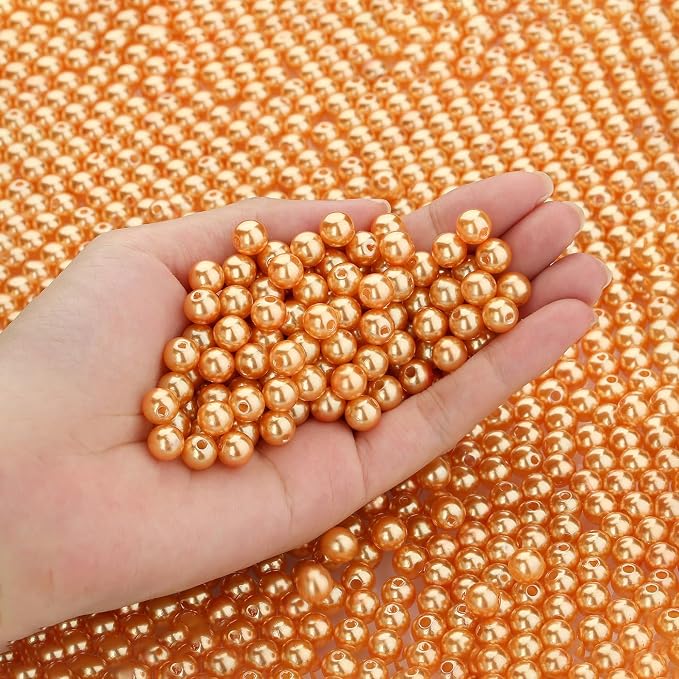DUQGUHO Orange Pearl Beads for Crafts 6mm Plastic Pearl Beads by DUQGUHO