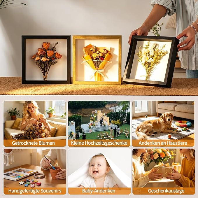 8x8 Shadow Box Frame with Real Glass Panel and Soft Linen Back, Small White - Image 8