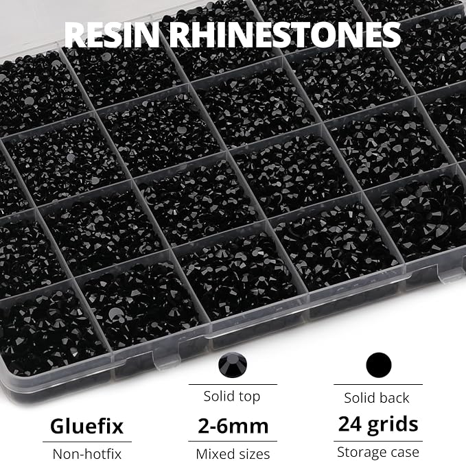 31000Pcs Black Rhinestones for Bedazzling, Flat Back Resin Gemstone Crystal - Image 3