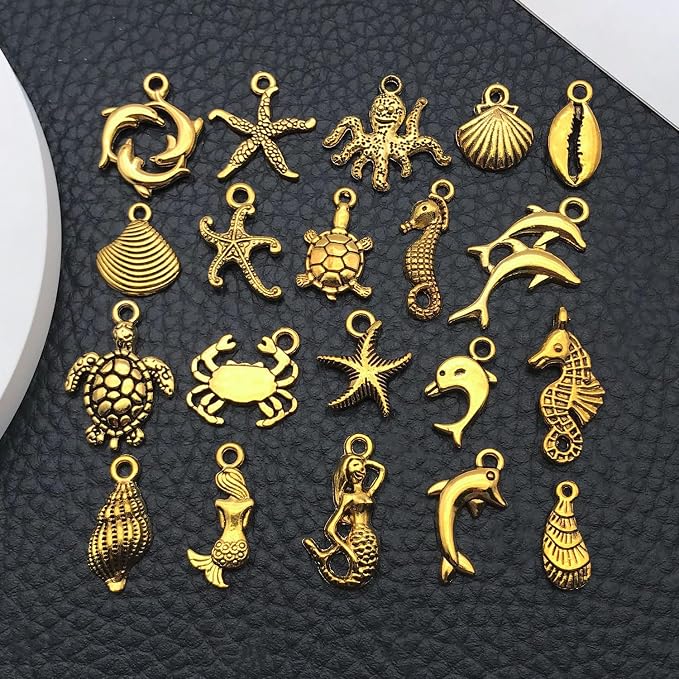 WOCRAFT 60pcs Antique Gold Ocean Bracelet Charms - Image 4