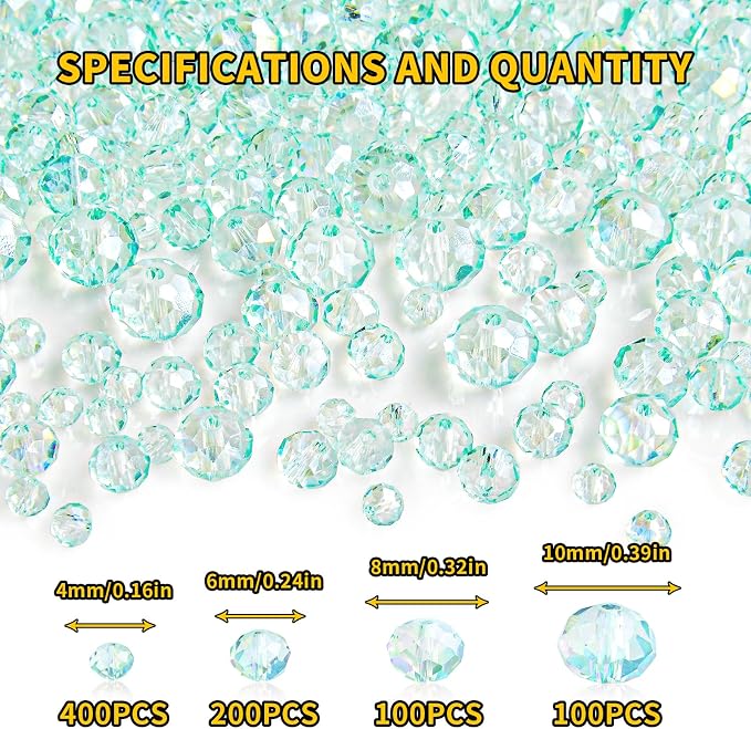 800Pcs 4/6/8/10mm Crystal Glass Beads - Image 2