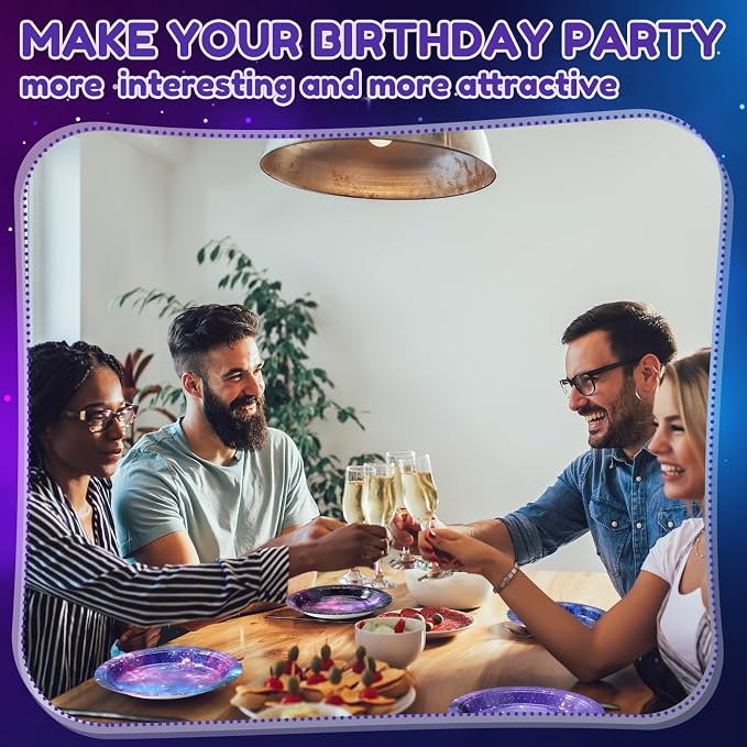 Funnymoom 60 Pcs 7 Inch Space Galaxy Paper Plates Outer Space Theme Birthday - Image 4